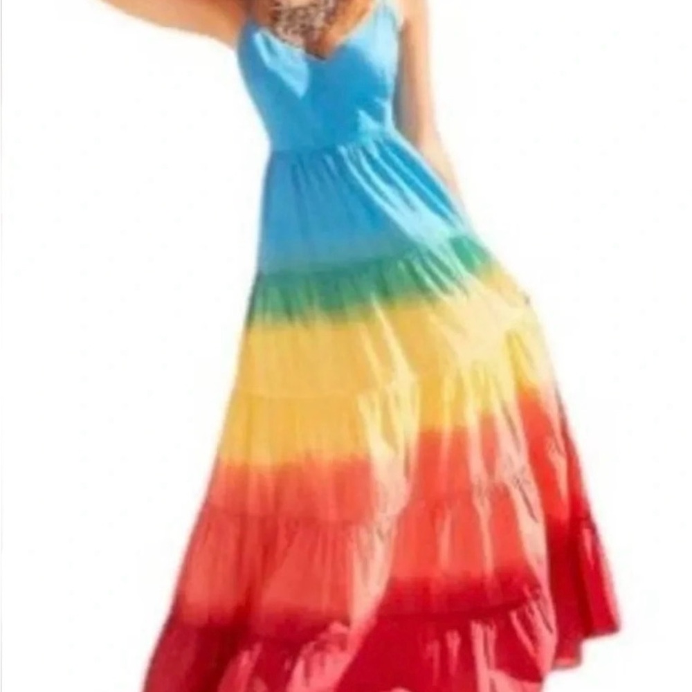 Jessica Simpson Colorful Maxi Dress in Blue, Green, Yellow, and Red Size M